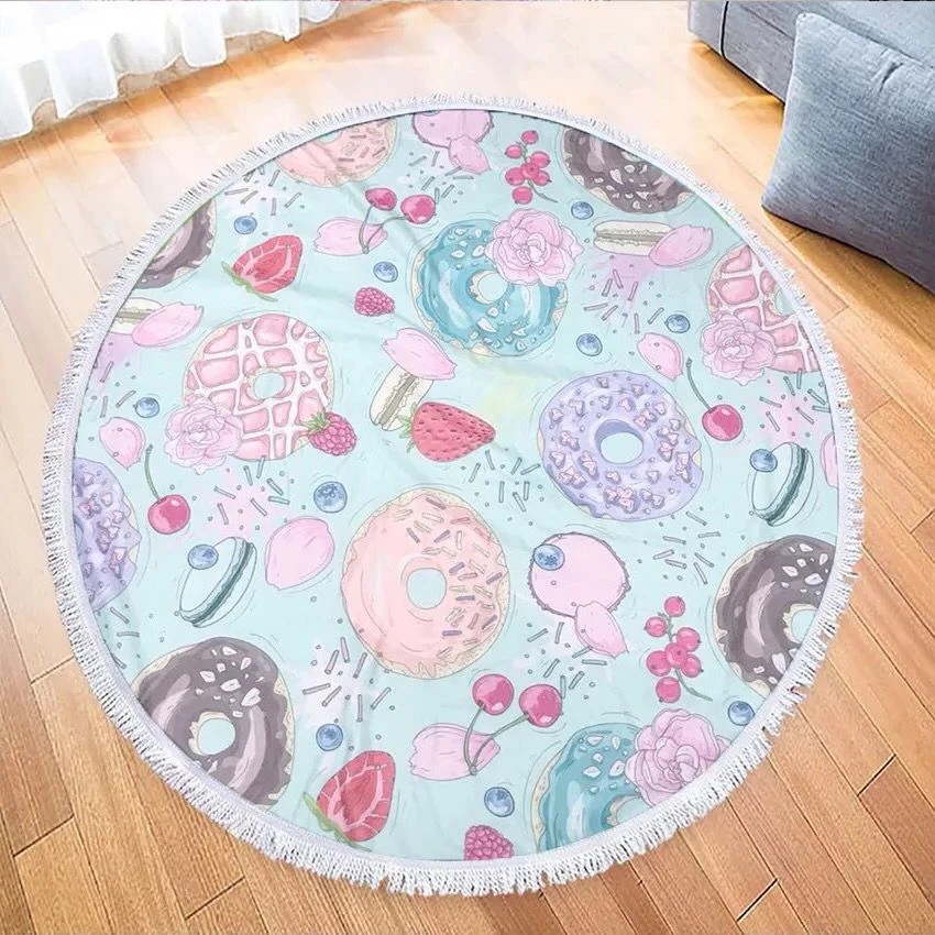 Doughnut ice cream Beach towel orange Swimming Bath Towel Yoga Blanket Tapestry Mat Decor towels blue red pink yellow |