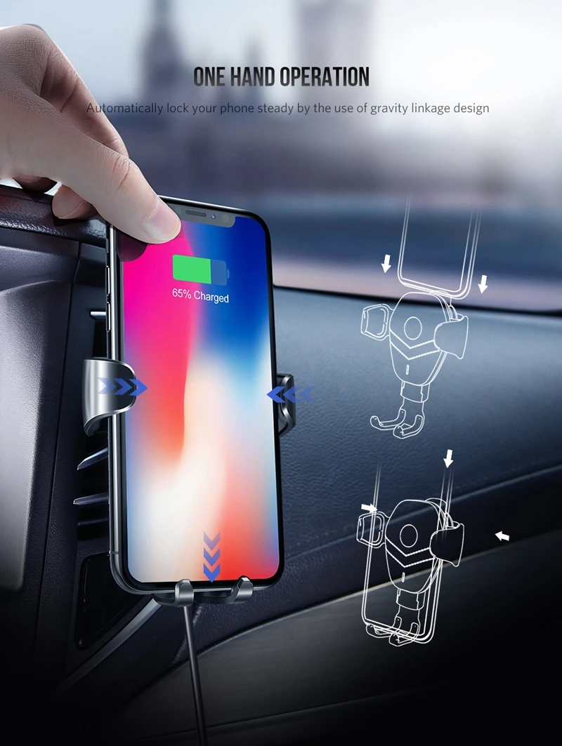 Беспроводное зарядное устройство автомобильное крепление Qi Зарядка для samsung Galaxy S9 S8 Note 8 9 держатель телефона для iPhone X XS MAX XR 8 Беспроводное зарядное устройство
