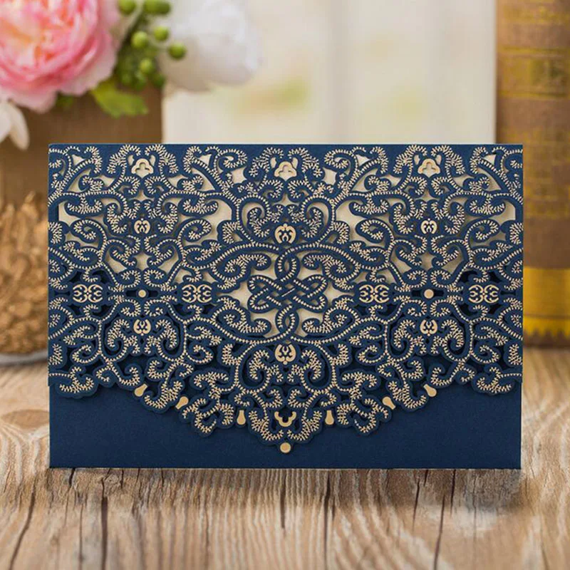 1 шт. свадебные конверты синего и красного цвета с цветочным принтом лазерной