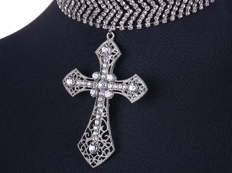 Meidi большой Подвески с крестом Кристалл Rhinestone колье Цепочки и ожерелья для Для