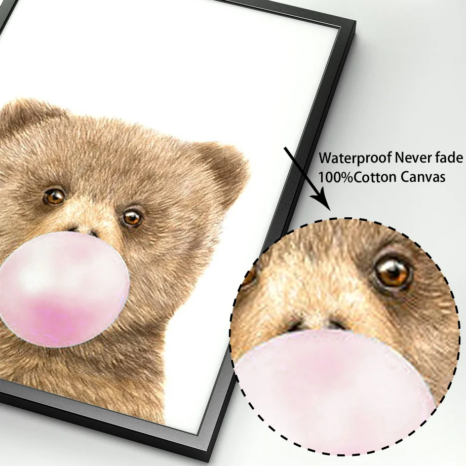 Koala kangaroo Panda Bear Blowing Bubbles Wall Art Canvas Painting Nordic Posters And Prints Pictures Baby Kids Room Decor | Дом и сад