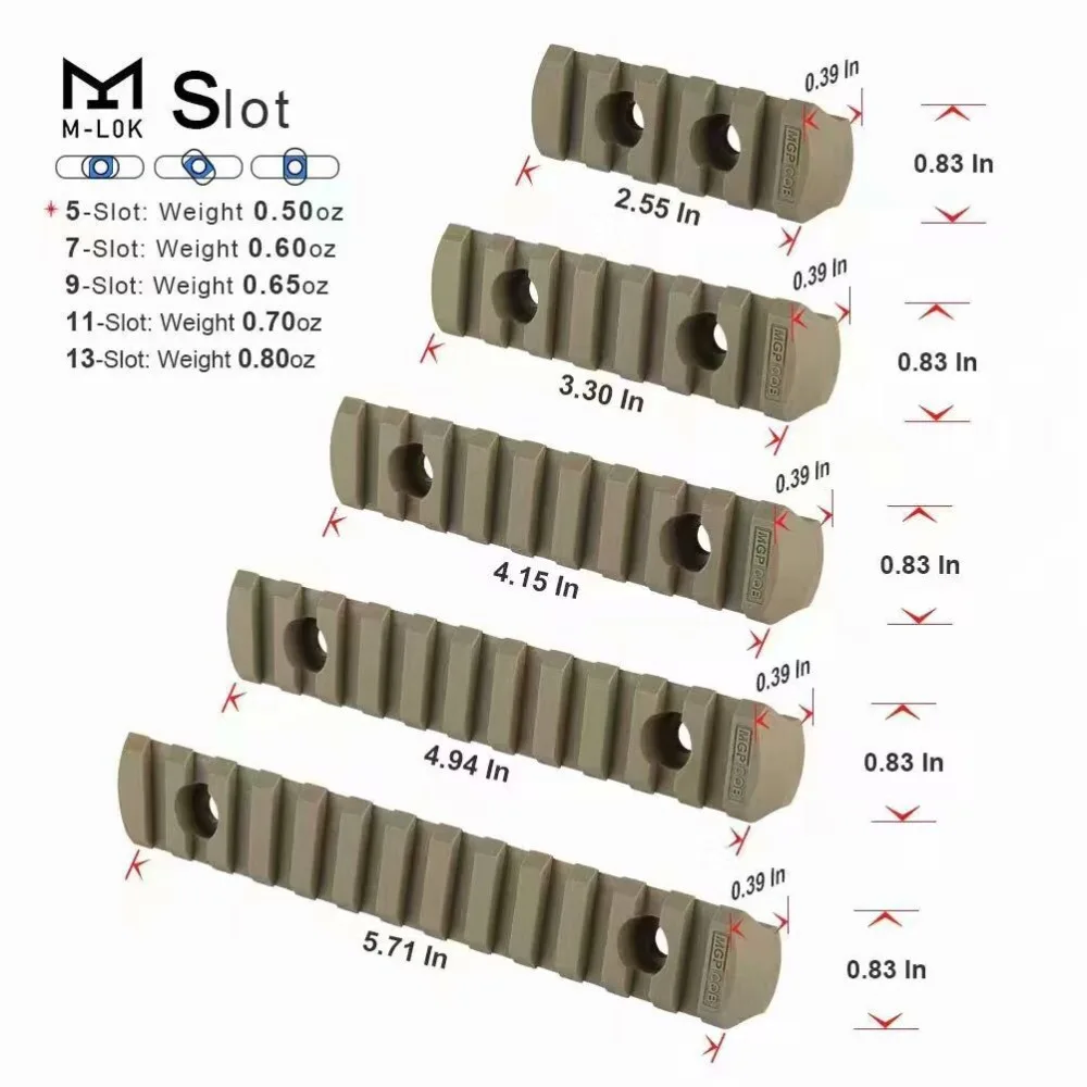 Tacitcal черный M-LOK 3-5-7-9-13 слотов(5 шт в 1 упаковке) рельсовая планка для наружного охотничий как в CS Wargame Scope Mount