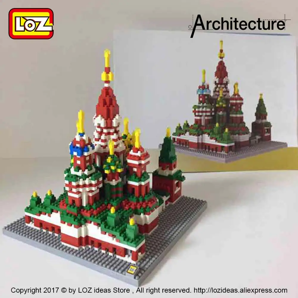 LOZ Алмазные архитектурные блоки, игрушечные строительные кирпичики город собора Василия Блаженного, пластиковые сборные игрушки, хобби, образовательные 9375