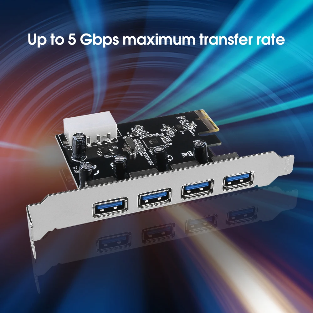 4-портовый контроллер USB 3 0 PCI E PCIe Express 1x4 порта адаптер концентратора | Компьютеры и