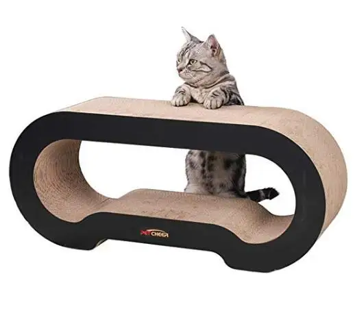 Jumbo Cat Scratcher Lounge Sofa Fat Cat Bed Cardboard Paper High Quality Cat Toy Scratching Pad with Catnip Black