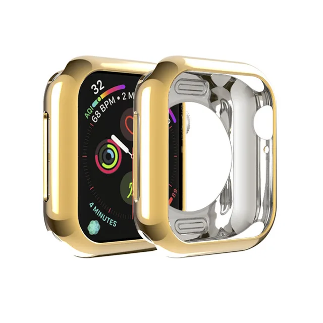 Gold Мягкий чехол для часов из ТПУ для Apple Watch, защитный чехол-бампер, 40 мм, 44 мм, 38 мм, 42 мм, крепкий чехол для Apple Watch, аксессуары для часов - Цвет: Gold