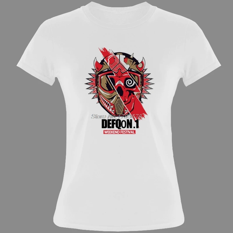 Модные Defqon.1 футболка Лидер продаж Женская рубашка из хлопка Одежда с овальным