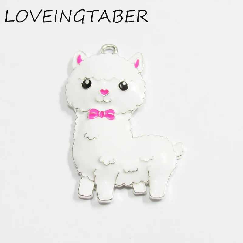 Newest 45mm*37mm 10pcs/lot White Enamel Cute Llama Pendants | Украшения и аксессуары