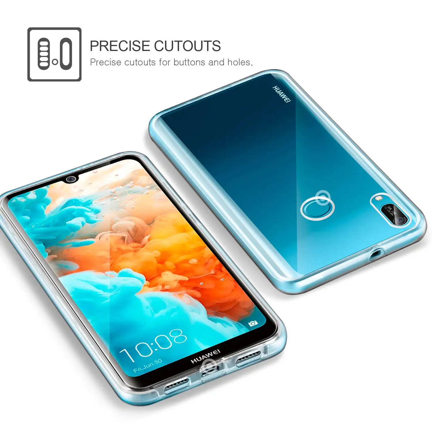 Для Huawei Y6 Prime 2019 чехол 360 градусов силиконовый 2 в 1 Жесткий ПК задняя часть + Мягкий