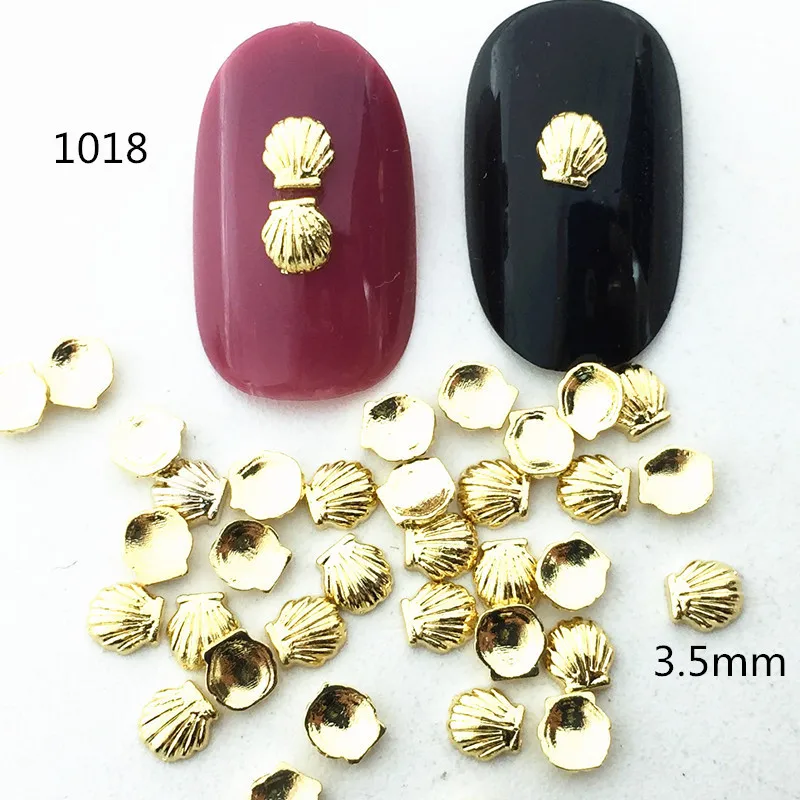 

100pcs New Japanese Mini Ocean Wind Shells Metallic Nail Ornaments Alloy Scallop Nail Patch