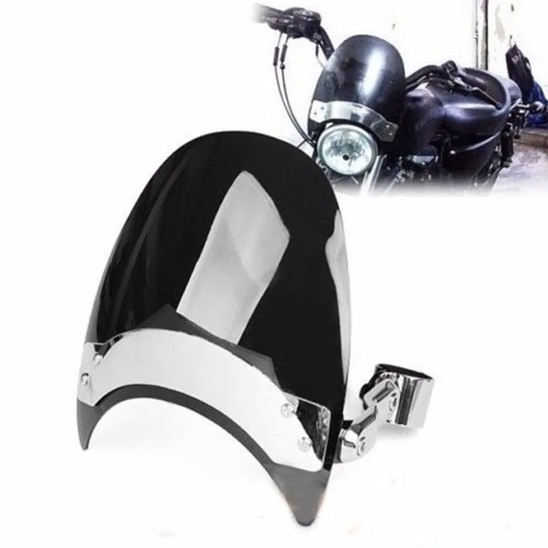

New Black Dark Tint For Harley Sportster 38-45mm Motorcycle Windscreen Windshield FM