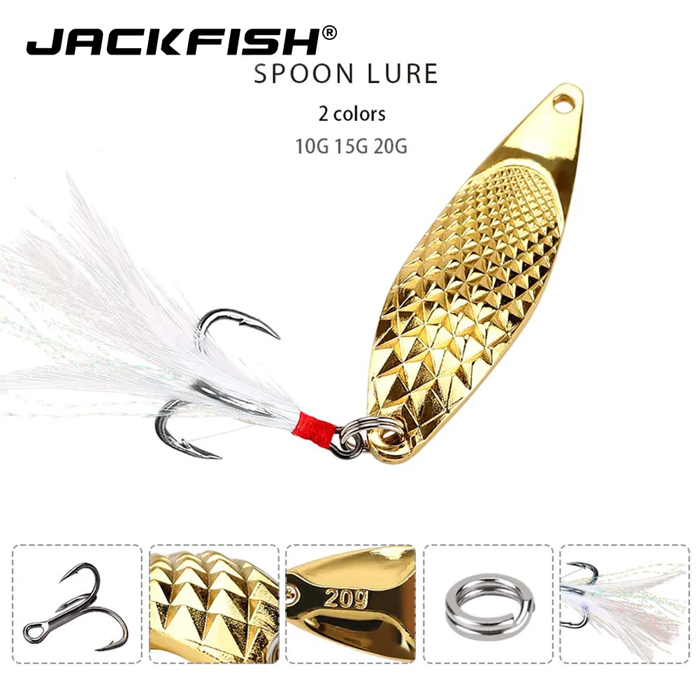 JACKFISH металлическая приманка в виде ложки 10 г/15 г/20 г серебристая/Золотистая с