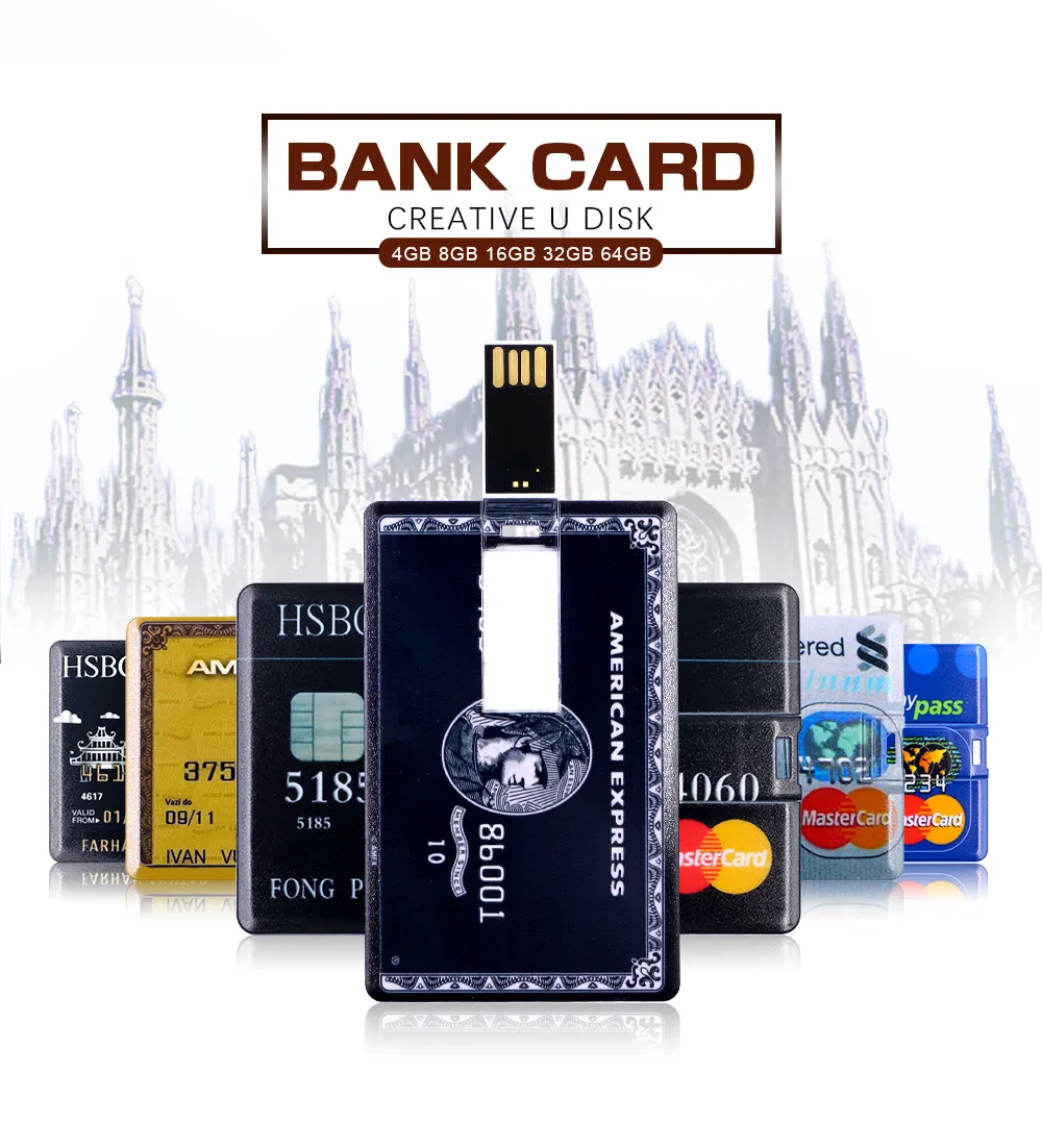 Amerian Express, кредитная карта HSBC Visa standard, карта памяти Master, USB флеш-накопитель, 64 ГБ, 32 ГБ, 16 ГБ, 8 ГБ, карта памяти