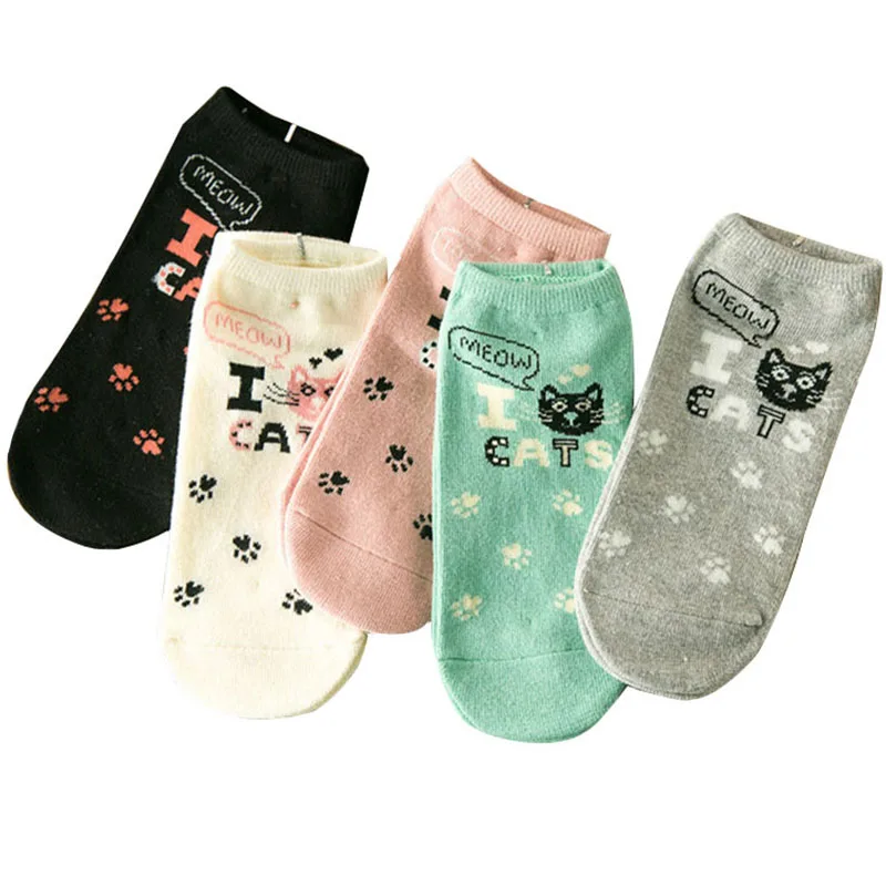 Носки по щиколотку с низким вырезом 5 пар хлопковые короткие женские рисунком