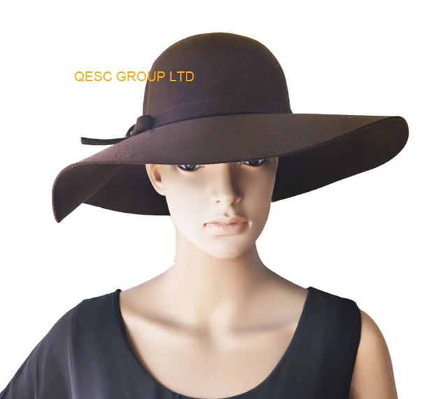 Новая Коричневая большая шляпа из 100% шерсти с фетровым бантом лучший выбор для