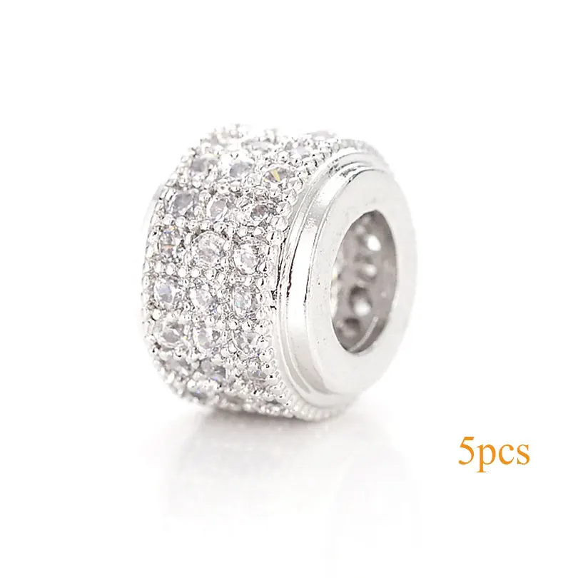 Silver-White-T Neovivi, 5 шт./партия, медная Корона, бусины, Череп, леопард, распорка для шлема, CZ, микро проложенный кубический цирконий, разъем для изготовления ювелирных изделий - Цвет: Silver-White-T