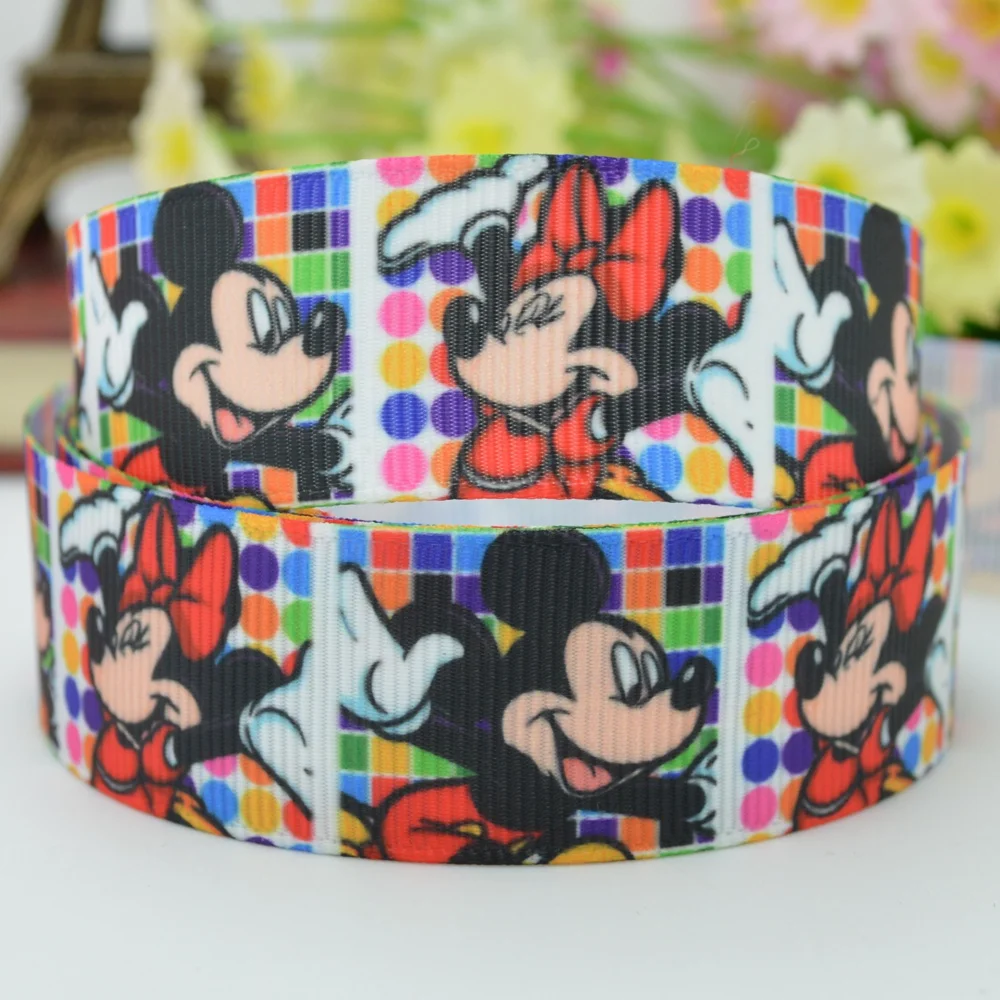 DUWES 7/8 &quot22 мм 2 5 10 20 50 ярдов Микки мультфильм напечатал grosgrain ленты волос лук DIY
