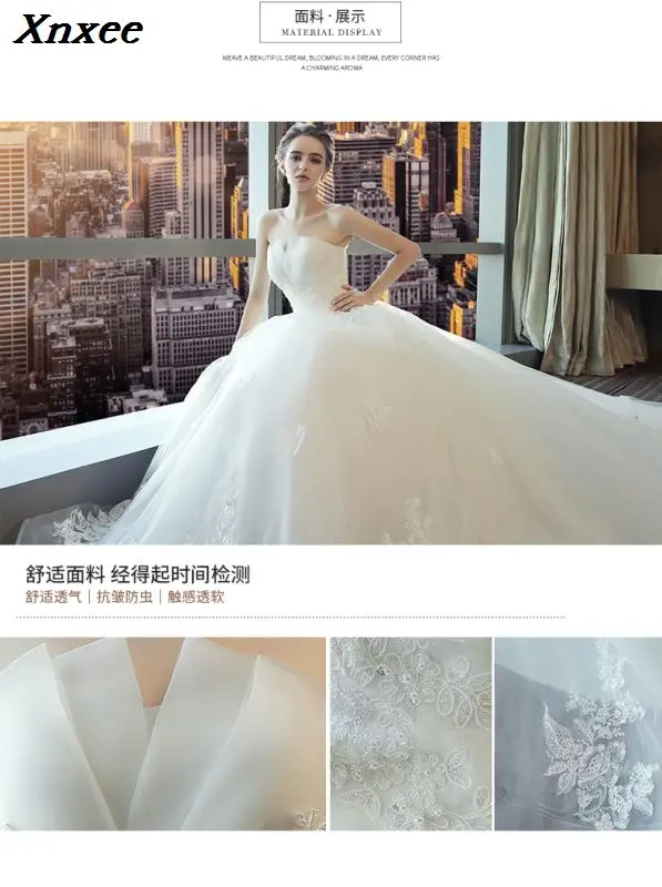 Xnxee Модные Винтажные белые платья с длинным шлейфом Vestidos de Noivas размера плюс шикарные свадебные платья Xnxee
