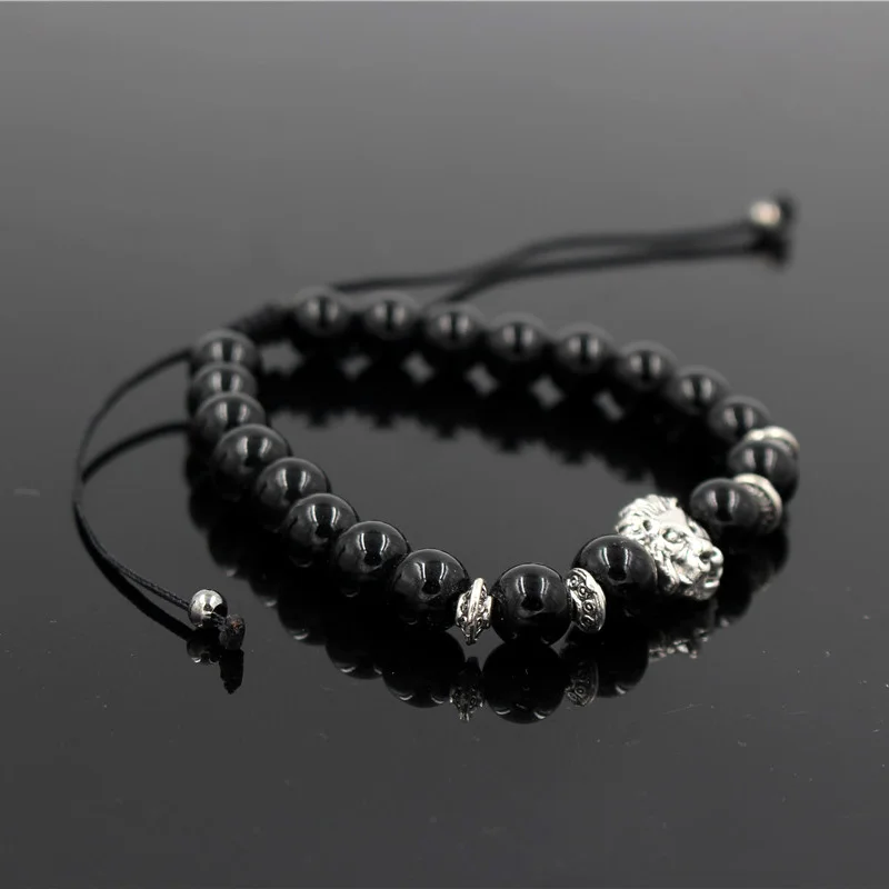 Плетение Лев камень бусины браслеты для женщин Pulseira Masculina мужские ювелирные изделия Feminina Bileklik эластичные Braclet Bijoux для мужчин s