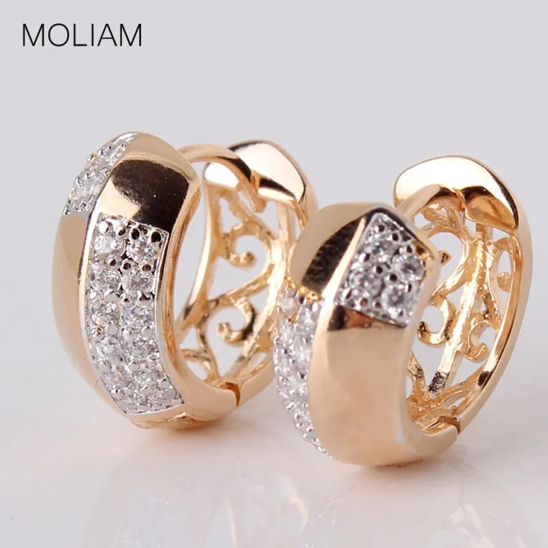 Женские серьги кольца MOLIAM высококачественные дизайнерские с фианитом AAA | Серьги-кольца -2038559503