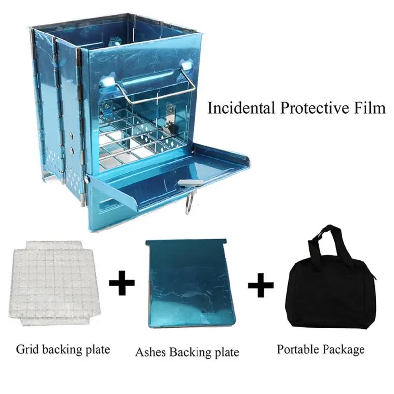 

Outdoor Oven Set Portable Grill Rack Stainless Steel Stove Pan Camping Roaster Charcoal Barbecue Accessaries For Picnic Cookware