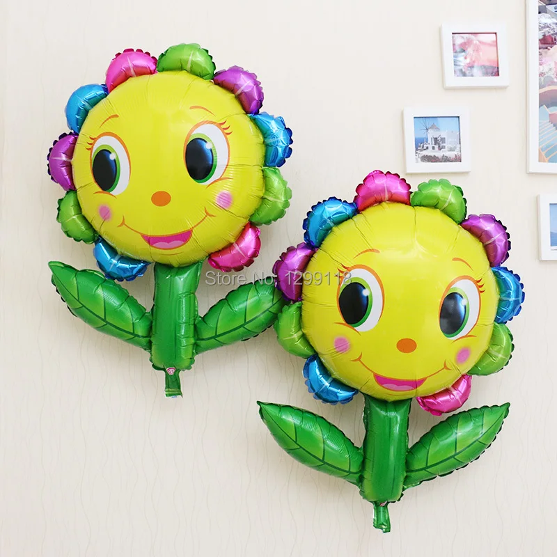10 шт Большой Подсолнух Гелий Фольги воздушные шары улыбка лицо день рождения