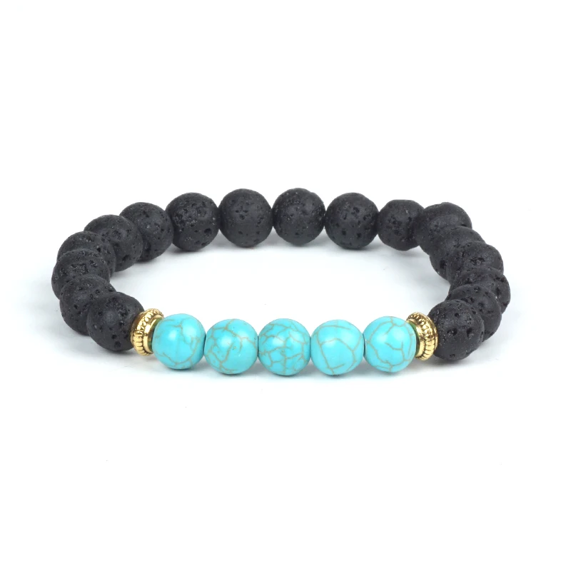Natural Volcanic Stone Bracelets Charms Women Chakra Healing Yoga Balance Beads Men Black Lava Turquoises Buddha Prayer Jewelry | Украшения