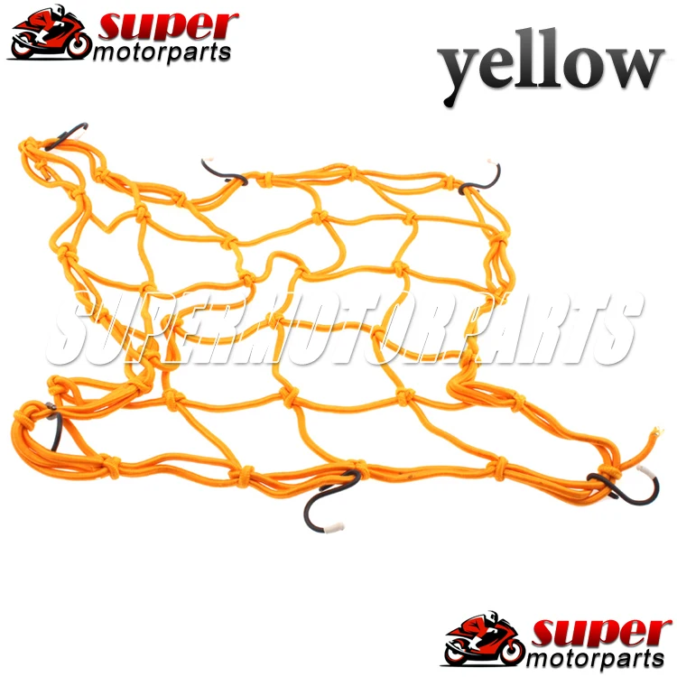 Motorcycle 6 Hooks Hold down Fuel Tank Luggage Net Mesh Web Bungee RED BLACK BLUE YELLOW |