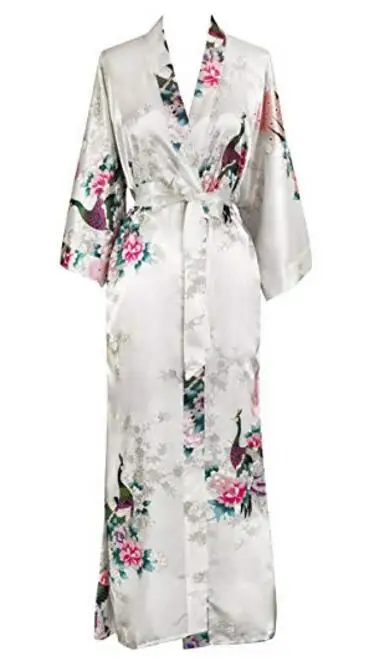 Женский сатиновый банный халат S02D пижама большого размера с цветами для свадьбы