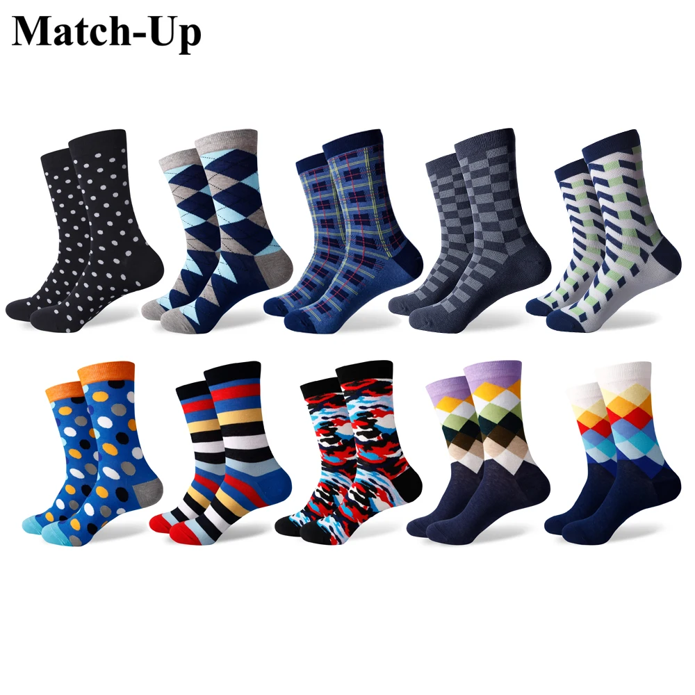 Match-Up Fun Dress Socks - Colorful Funky Socks for Men - Cotton