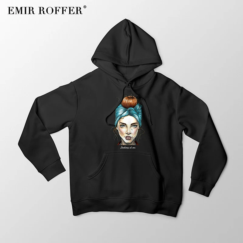 EMIR ROFFER,, модная уличная одежда, Харадзюку, толстовки, женские толстовки, большие размеры, с капюшоном, теплая женская зимняя одежда