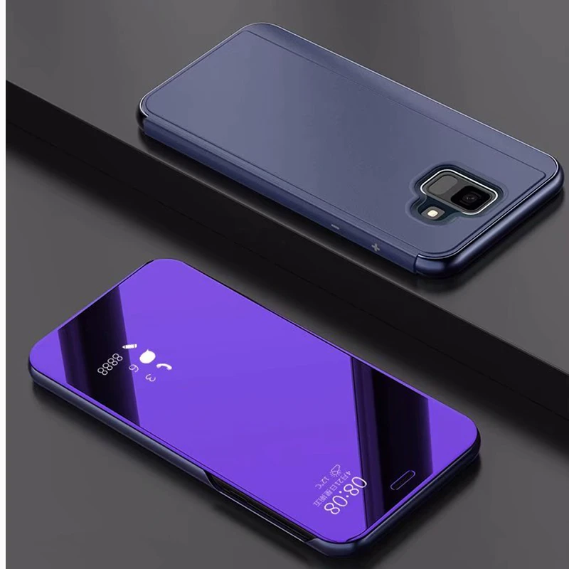 Роскошные защелкивающийся чехол с зеркальным покрытием для samsung galaxy A6 2018 дело