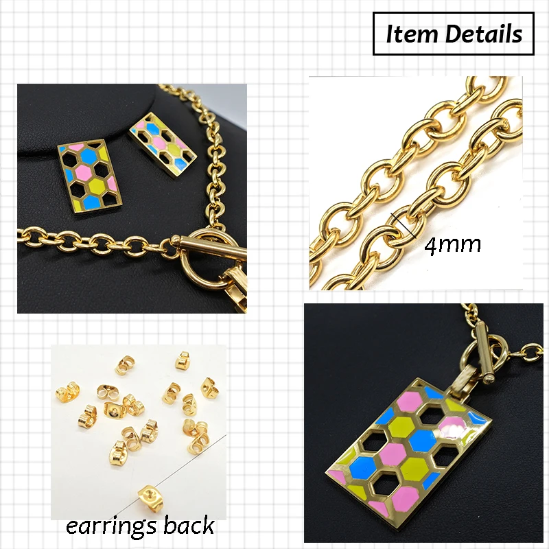 AMUMIU прямоугольник полые сладкий красочные женские Ювелирные наборы кулон