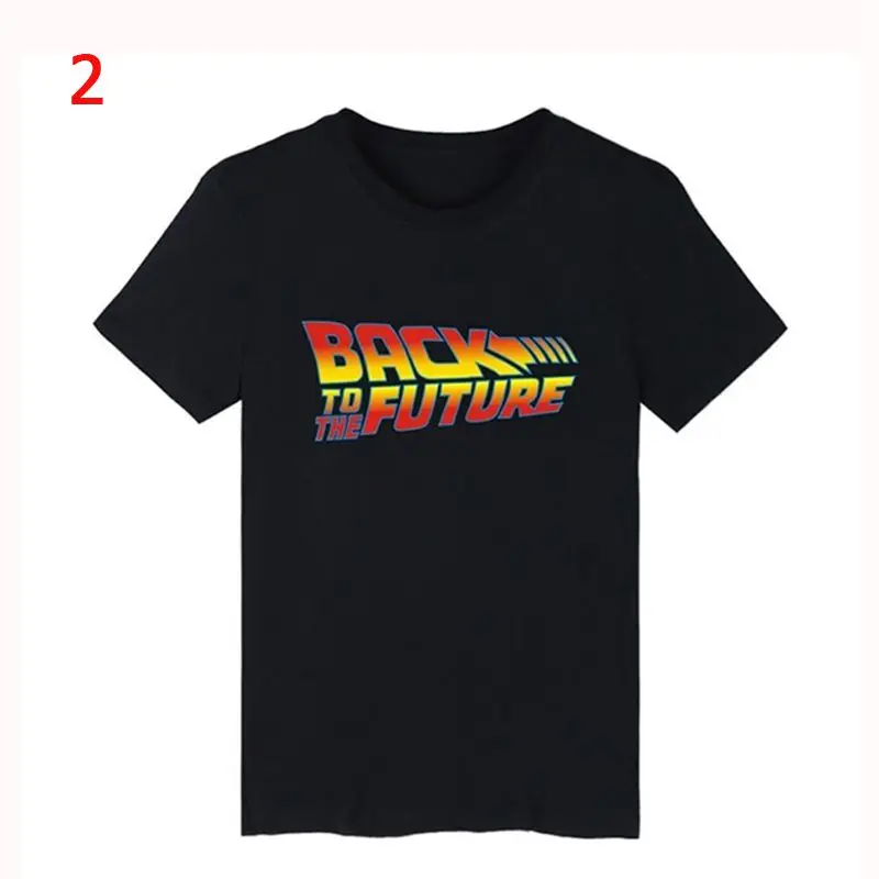 black t shirt Футболка «Назад в будущее», светящаяся футболка, летние футболки с коротким рукавом «Назад в будущее», топы, уличная одежда, футболки, 4XL, унисекс - Цвет: black t shirt