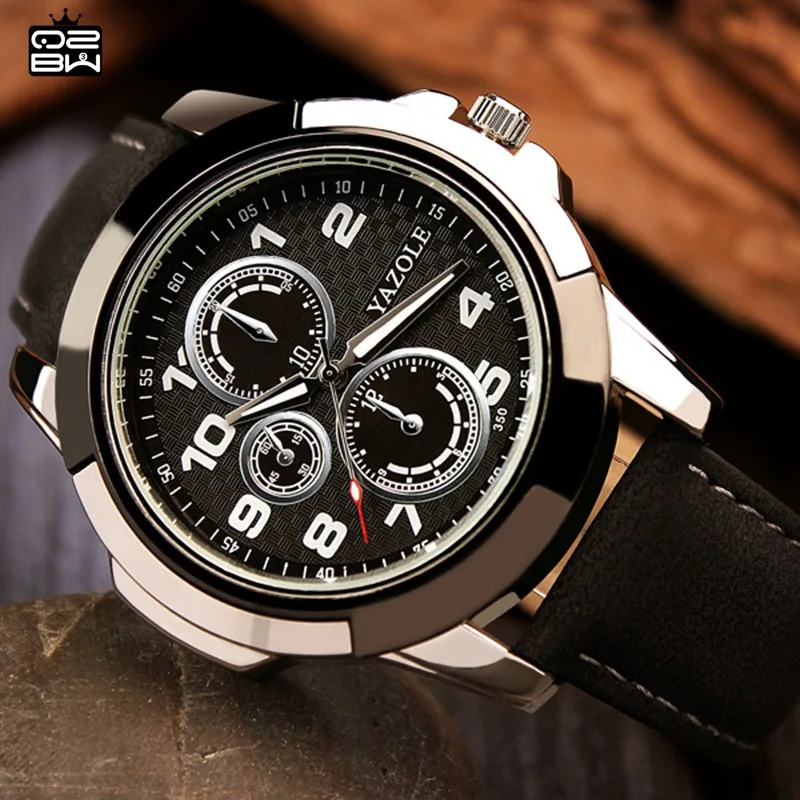 Fashion YAZOLE Watch Men Luxury Brand Quartz-Watch Leather Strap Relogio Masculino Male Casual Clock Military 350YZL-6 | Наручные часы