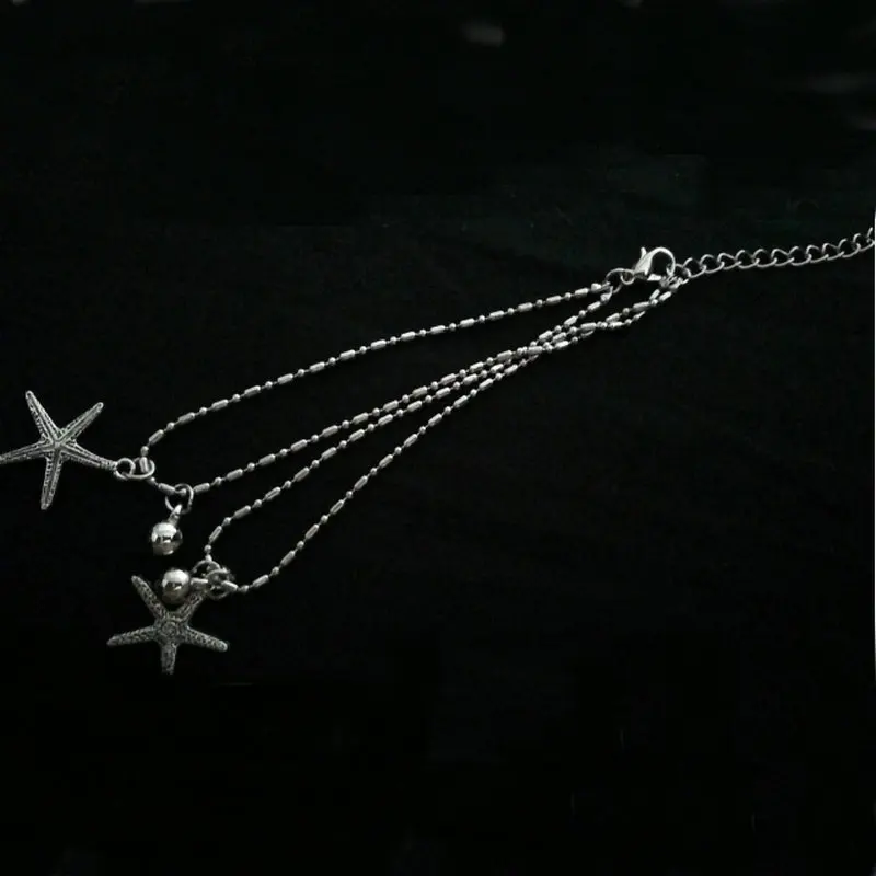 Серебряный ножной браслет "Морская звезда" цепи Лето boho ножные браслеты Для женщин Jewelry Пляж ног украшения для лодыжки аксессуары, Браслеты корейской веревка