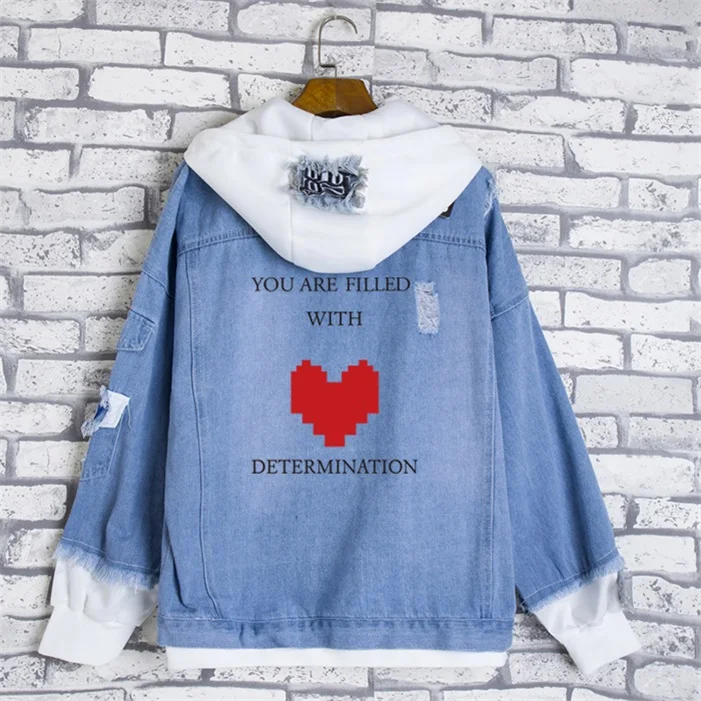 A Модные джинсы пальто аниме Undertale sans Косплей Повседневная куртка весна осень толстовка с капюшоном унисекс Студенческая Джинсовая Верхняя одежда - Цвет: A
