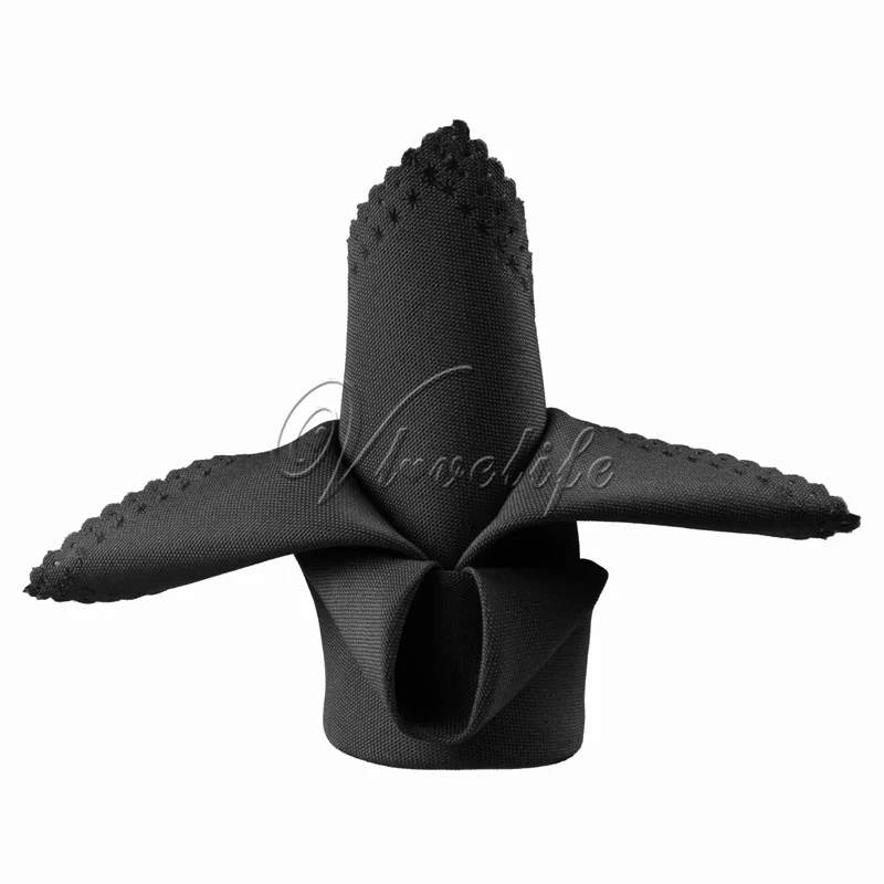 black 10 шт. льняная салфетка, Полиэстеровая салфетка, носовой платок, ткань 1" x 12", для банкета, свадьбы, вечеринки, украшения для дома, 30x30 см - Цвет: black