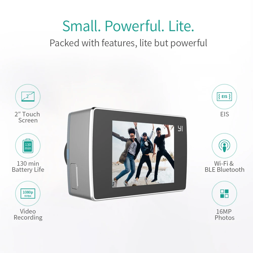 YI Lite Action Camera 16MP Real 4K Sports with Built-in WIFI 2 Inch LCD Screen 150 Degree Wide Angle Lens | Электроника
