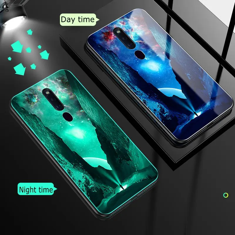 Чехол для OPPO Reno 2Z 10X Zoom 6,6 чехол из закаленного стекла светящийся противоударный мультяшный чехол для OPPO Realme Q 5 Pro R19 F11 Reno Z