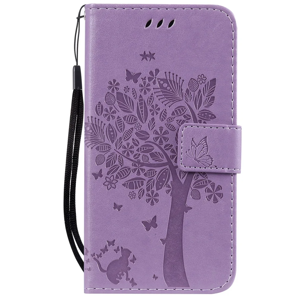 Coque для Xiaomi Redmi 4X6 7 Go чехлы с тиснением в виде кошки и дерева Флип кошелек подвеской