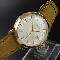 valentines gifts romantic 41mm parnis white dial date golden plated case 21 jewels miyota automatic mechanical mens watch