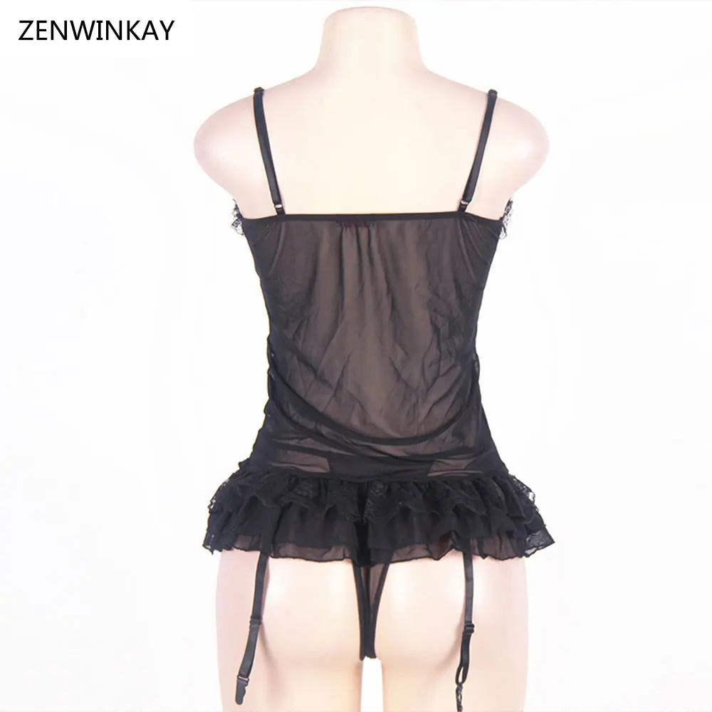 Женское нижнее белье черного цвета прозрачная ночная рубашка короткая сорочка