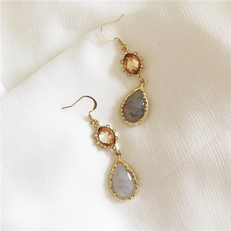 Темпераментные геометрические капельные Длинные металлические серьги милые