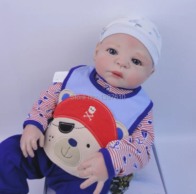 23 inches high quality soft silicone pure manual reborn dolls Realistic simulation baby doll collectible toys free shipping | Игрушки и