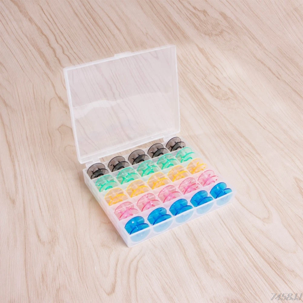 25Pcs Plastic Sewing Machine Empty Bobbin Case in Storage Box Assists Threading Needle Tailor Tools for Fabric Tool # | Дом и сад