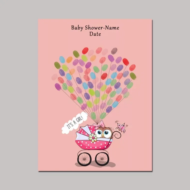 

Custom name date baby Car Canvas Painting Fingerprint Guest Book boy Baby Shower Party Decoration Girls Birthday Baptism Gift