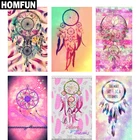 Алмазная 5D картина HOMFUN перо индийской мечты, вышивка крестиком из квадратныхкруглых страз, украшение для творчества