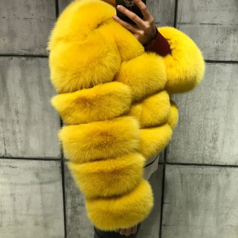 FURSARCAR New Fashion Natural Real Blue Fox Fur Women Natural Genuine Fur Jackets Coats Female 5 Row Short Outerwear Girls