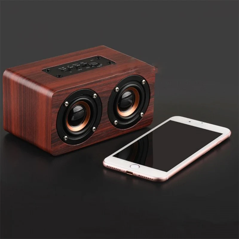Деревянный беспроводной Bluetooth динамик Портативный hifi шок Колонка для басов TF